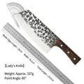 Forged kitchen cleaver with hammer texture and measurements: 20cm blade length. - Lady Slicing Knife