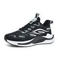 Ultra-light breathable fly-knit running shoes for men and women with wave patterns - 36 / Black