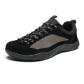 Outdoor hiking shoes in black suede with brown accents and a rugged non-slip rubber sole - 36 / Black