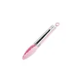 Pink heat-resistant silicone kitchen tongs with non-slip stainless steel handle for cooking - 9 Inch / Pink