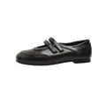 Zapatos clásicos Mary Jane negros estilo francés con doble tira de velcro para mujer - 35 / Negro