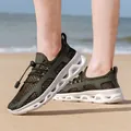 Breathable olive green hollow-out mesh men's sneakers for beach and outdoor use - 39 / Dark Green