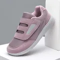 Baskets de marche mauves à velcro avec maille respirante pour seniors et adultes - 35 / Rose
