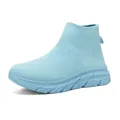 Lightweight sky blue high-top sock sneakers with breathable knit upper and thick sole - 35 / Moon Blue