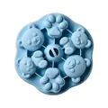 Moule en silicone bleu avec oursons et pattes pour gelée et gâteaux à la vapeur - Bleu