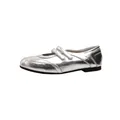 Elegantes bailarinas Mary Jane francesas plateadas con doble cierre de velcro para mujer - 35 / Plateado