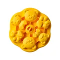 Yellow silicone bear and paw print baby food mold for ice cream and jelly. - Yellow