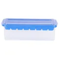 24-grid blue silicone ice cube tray with clear storage bin and lid for home freezer - Dark Blue