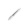 Heat-resistant white silicone kitchen tongs with stainless steel handle for BBQ baking. - 9 Inch / Cream