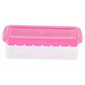 Pink 24-grid silicone ice cube tray with lid and storage box for food-grade freezer use - Rose Red