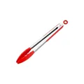 High-quality stainless steel kitchen tongs with red silicone tips and non-slip handles - 12 Inch / Red