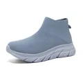 Scarpe sneaker a calzino alte blu chiaro leggere con un design slip-on flessibile - Blu grigiastro