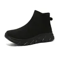 Sneaker a calzino nere ultraleggere in fly-knit con design elastico senza lacci - Nero