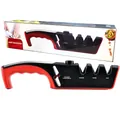 Adjustable 4-in-1 professional kitchen knife and scissor sharpener with ergonomic handle - English Version (Color Box) / Red
