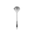 Gray silicone oil separator soup ladle with stainless steel handle accent for kitchen - Oil Strainer Spoon / White