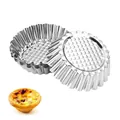 Reusable 430 stainless steel egg tart molds and fluted cake tins for DIY home baking - Silver