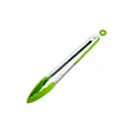 Heat-resistant green silicone kitchen tongs with stainless steel body for BBQ and baking - 12 Inch / Green