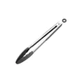Professional grade stainless steel kitchen tongs with grey non-slip heat resistant silicone tips - 12 Inch / Gray