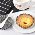 Reusable 430 stainless steel egg tart mold with fluted edge for DIY baking - Silver Gray
