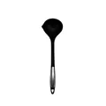 Black silicone soup ladle with oil separator spout and stainless steel handle accent - Oil Strainer Spoon / Black