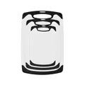 Professional 3-piece non-slip kitchen cutting board set with handles for food preparation - Three-Piece Set / Black