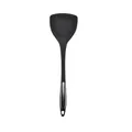 Black silicone kitchen spatula with stainless steel handle accent for non-stick cookware - Spatula / Gray