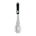 Cuchara para espaguetis de silicona blanca con mango ergonómico negro, fondo blanco - Servidor de pasta / 1 Pieza