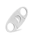 Professional minimalist stainless steel double blade cigar cutter with brushed metal finish - Double Blade Style / Silver
