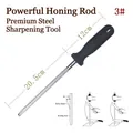 Professional stainless steel honing rod knife sharpener tool with ergonomic black handle - Style 3(3#) / 20.5cm Rod