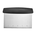 Professional stainless steel bench scraper and dough cutter with ruler scale measurements - 1 Piece / Black