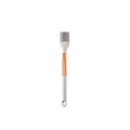 Silicone basting brush with ergonomic wooden handle in light grey finish. - Oil Brush / White