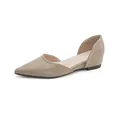 Elegantes zapatos planos d'Orsay de punta en color nude con estilo francés y tacón - 34 / Gris