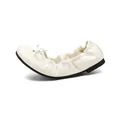 French style cream white ballet flats with elegant bow and comfortable elastic top - White