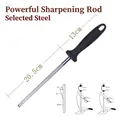 Professional stainless steel honing rod with ergonomic black handle for kitchen knife sharpening - Style 2(2#) / 20.5cm Rod