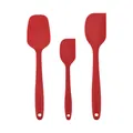Juego de 3 espátulas de silicona roja resistentes al calor para hornear y mezclar masa. - Set de tres piezas / Rojo