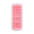 Pink 18-grid rectangular silicone ice cube tray with transparent lid for freezer use - Lovely Pink