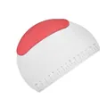 Stainless steel dough scraper with etched 14cm scale and ergonomic red handle for baking - Thin Red (PP Handle)