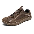 Comfortable men's casual brown trainer shoes with breathable mesh and wide-toe design - 36 / German Army Trainers / Khaki