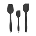 Juego de 3 espátulas de silicona negra de diferentes tamaños para repostería y cocina - Set de tres piezas / Negro