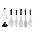 Juego profesional de 6 utensilios de cocina de silicona con soporte giratorio en blanco y negro - Estilo Blanco Y Negro / Juego de 6 piezas