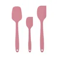 Juego de tres espátulas de silicona rosa flexibles para repostería y mezcla profesional de cocina - Set de tres piezas / Rosa