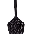 Large black PP plastic kitchen slotted spoon skimmer for draining and scooping food - Black