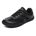 Breathable black mesh and synthetic leather athletic trainers for sports and casual wear - 36 / All Black