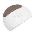 Professional stainless steel dough scraper with measurement scale and brown handle for baking - Brown
