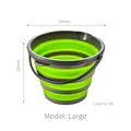 Large 10L portable collapsible bucket in green and gray silicone for camping and car use - L / Green