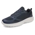 Lightweight breathable navy blue mesh running shoes with cushioning soft white sole - 39 / Dark Blue