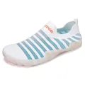 Atmungsaktive blau-weiß gestreifte Yoga-Strandschuhe mit einer klaren Jelly-Sohle - 35 / Weiß