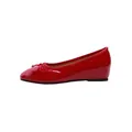 Elegantes bailarinas de charol rojo para mujer con lazo clásico y cuña interior oculta - 35 / Rojo