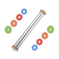 17-inch stainless steel rolling pin with adjustable thickness rings and measurements - Rolling Pin (Box Pack)