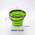Portable 5L green collapsible rubber bucket with handle for outdoor fishing and camping - S / Green